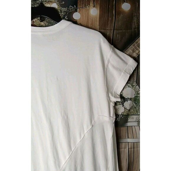 Free People Oversized White Blouse Size S/P Asymmetric 100% Cotton - Picture 11 of 12
